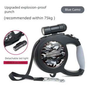 tactical auto retract led dog leash with detachable waste bag dispenser night safety redefined