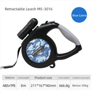 tactical auto retract led dog leash with detachable waste bag dispenser night safety redefined