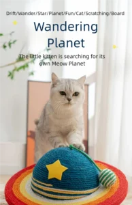 wandering planet cat scratching board galaxy themed sisal toy for boredom relief & furniture protection
