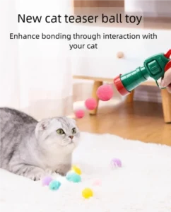 🔥tiktok viral! vanillavani interactive cat toy gun silent launch w/ 10 soft balls | anxiety relief enrichment for indoor cats | bonding game for bored cats & kittens