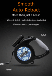 tactical auto retract led dog leash with detachable waste bag dispenser night safety redefined