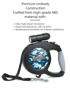 tactical auto retract led dog leash with detachable waste bag dispenser night safety redefined