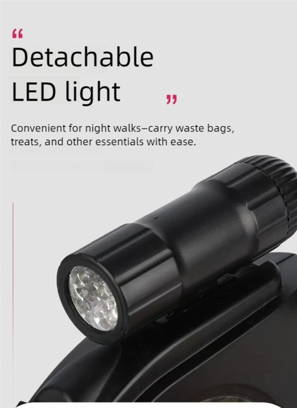 tactical auto retract led dog leash with detachable waste bag dispenser night safety redefined