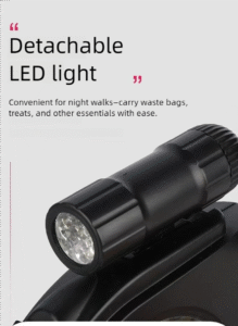tactical auto retract led dog leash with detachable waste bag dispenser night safety redefined