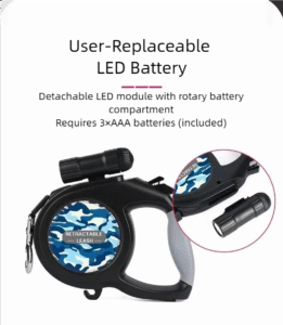 tactical auto retract led dog leash with detachable waste bag dispenser night safety redefined